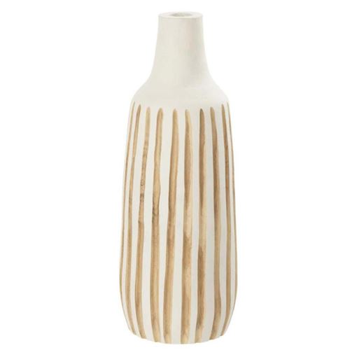 Non Communiqué Blanc Vase Design En Bois "Ying" 45Cm & Naturel