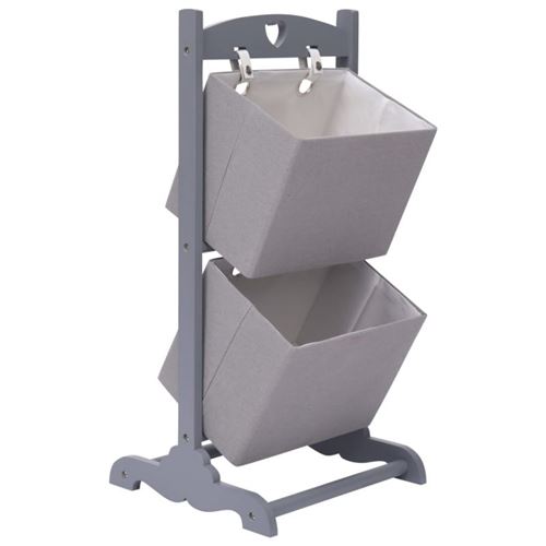 vidaXL Support à panier 2 niveaux Gris foncé 35x35x72 cm Bois