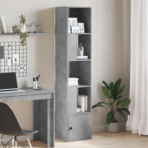 Bibliothèque gris béton 40x36x189 cm bois d ingénierie