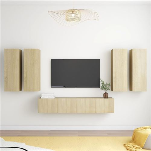 Non Communiqué Brun Ensemble De Meuble Tv 6 Pcs Chêne Sonoma Bois D Ingénierie