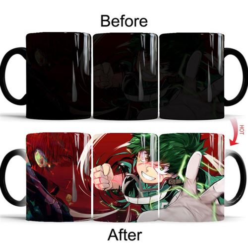 Mug magique personnalisé tasse de café thermoréactif à la chaleur, Mon héro academia, Midoriya Izuku et Todoroki Shōto