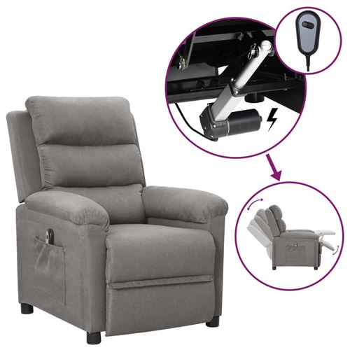 Vidaxl Gris/Clair Fauteuil Inclinable Électrique Tissu - Image 2