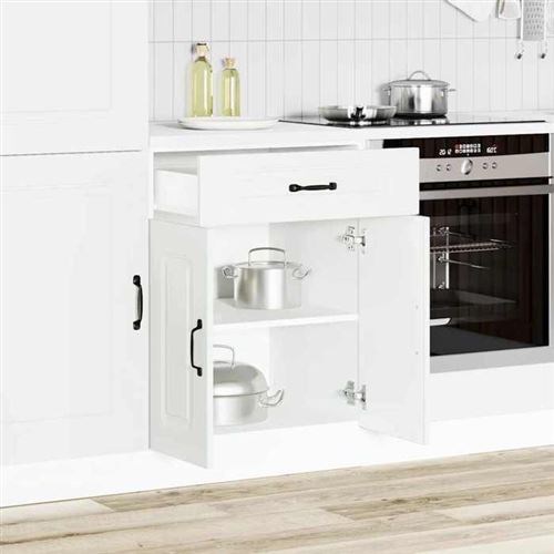 Vidaxl Blanc Armoire De Cuisine Kalmar Bois D'ingénierie, Meuble Bas D'évier, Meuble Bas De Cuisine Avec Tiroir, Meuble Bas 853487 - Image 3