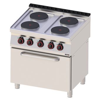 Fourneau électrique 4 feux avec four électrique ventilé GN 1/1 80 Casselin
