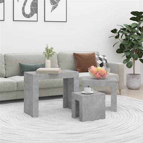 Vidaxl Gris Tables Basses Gigognes - Béton - Image 3