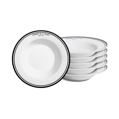 Non Communiqué Blanc Assiette Creuse Bistrot 22 Cm (Lot De 6) - Table Passion - Porcelaine