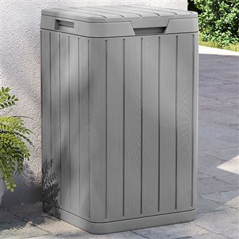 vidaXL Poubelle d'extérieur gris 38x38x65 cm PP - Composteurs et poubelles  de jardin à la Fnac