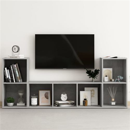 vidaXL Ensemble de meubles TV 3 pcs Gris béton Aggloméré