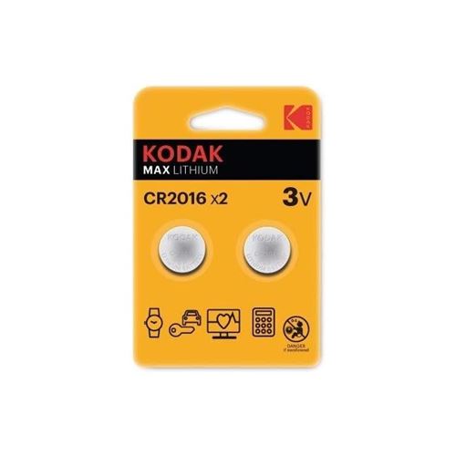 KODAK Pack 2 Piles Bouton Lithium CR2016 3V
