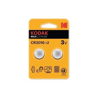 KODAK Pack 2 Piles Bouton Lithium CR2016 3V - 1
