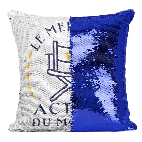 Fabulous Coussin avec Housse Sequin - Paillettes Bleu Le Meilleur Acteur du Monde [40 x 40 cm]