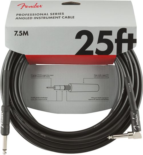 Câble jack Fender Professional Series Instruments, droit/coudé, noir - 7,5m