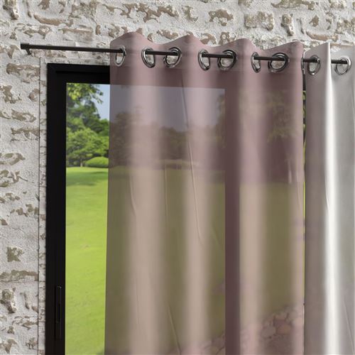 Voile à oeillets effet froissé 135x250 cm BOHEME rose, par Soleil d'Ocre