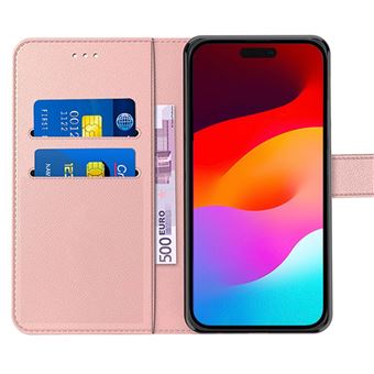 Coque Kuafcase Compatible IPhone 15 - Cuir Rose - Antichoc Et Antichute - Neuf Emballée