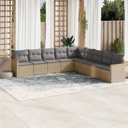 Non Communiqué Beige Salon De Jardin Modulable Vidaxl Resine Tressee 9 Pieces 9 Personnes 62.0 X 62 X 69