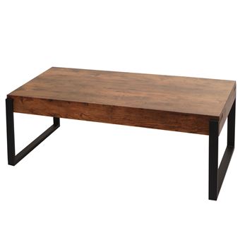 Table Basse Mendler HWC-L54 110x60x43 Cm - Chêne Sauvage Foncé Et Métal - Design Structuré