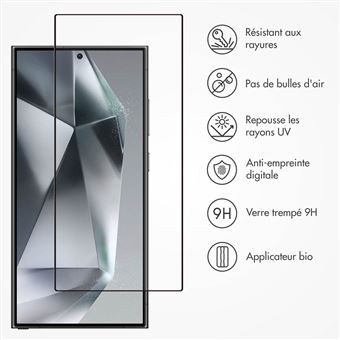 Verre Trempé Samsung S24 Plus Bords Biseautés 5D Noir - Blueo - Français