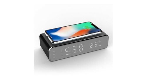 Réveil numérique électrique à led 12/24h avec chargeur de téléphone sans fil