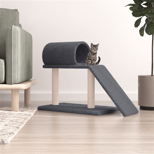 vidaXL Arbres à chat avec tunnel et échelle gris foncé 55,5 cm