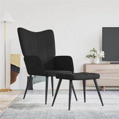 VIDAXL - Fauteuil de salon avec repose-pieds - Noir - Image 3