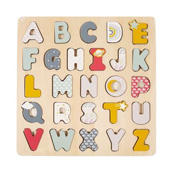 Puzzle alphabet en bois enfant 30x30cm - Centrakor