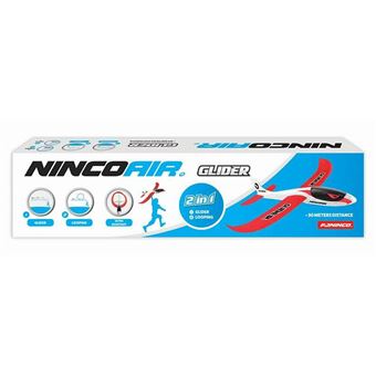 NincoAir-Glider 2 – Grand Avion Planeur 48 X 48 X 12 Cm, Blanc Et Rouge, Lancement Main, Dès 3 Ans