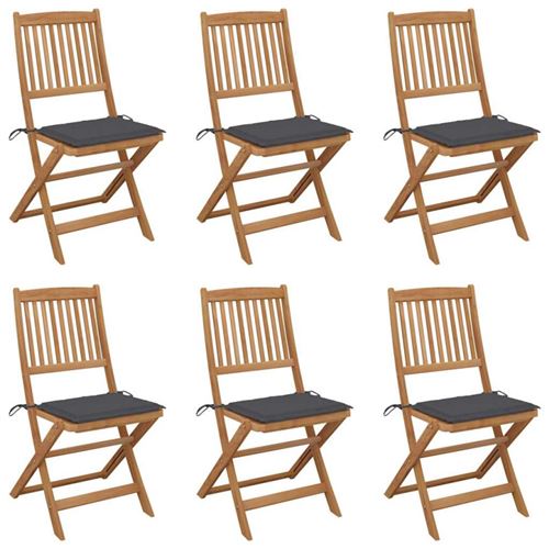 Vidaxl Lot De 6 Chaises Pliables Acacia Anthracite - Image 3