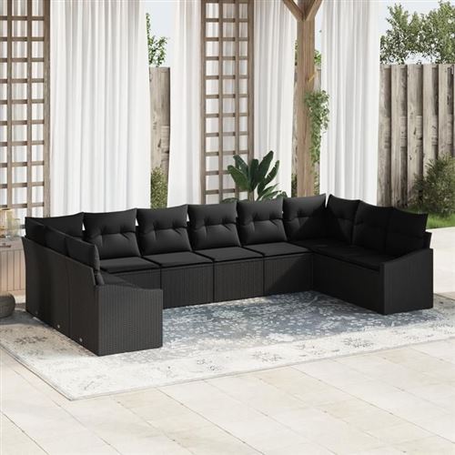 Non Communiqué Noir Salon De Jardin Modulable Vidaxl Rotin 10 Pieces 8 Personnes
