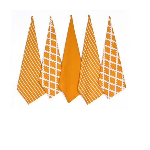 Penguin Home® 100% Torchon en Pur Coton 5-Pièce Set, Ocre