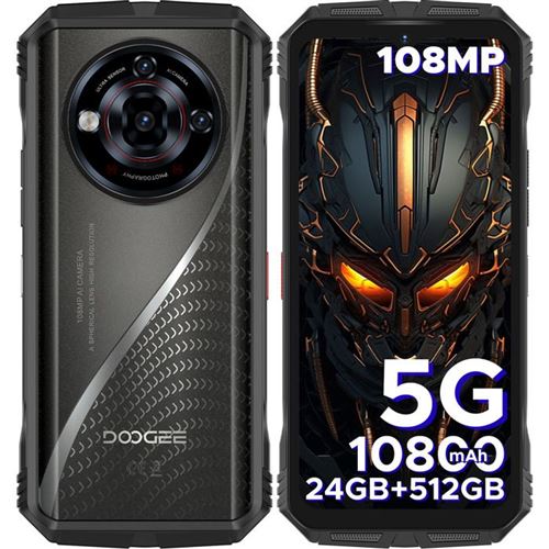 Smartphone Robuste DOOGEE S118 PRO 5G WIFI 6.6 FHD+ 120Hz 24Go+512Go Android 14 Batterie 10800mAh 108MP NFC Dual SIM - Argent