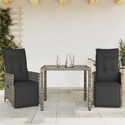 Non Communiqué Gris Vidaxl Ensemble De Bistro De Jardin 3 Pcs Coussins Poly Rotin, Ensemble De Bistro De Jardin, Ensemble De Balcon, 3276893