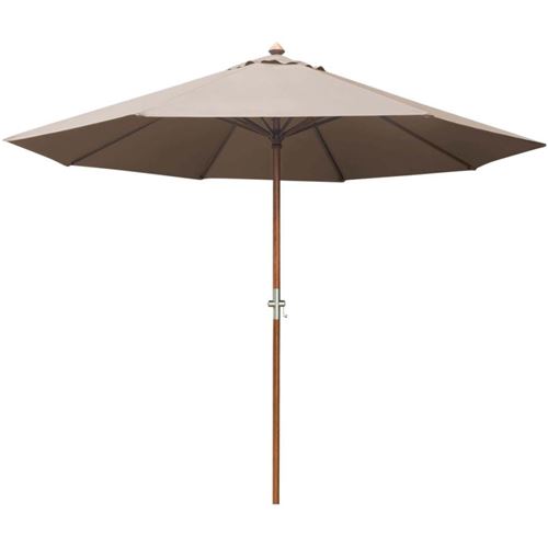 Proloisirs - Parasol en bois 300 cm avec manivelle Holly taupe
