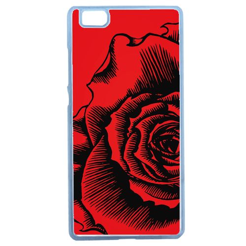 Coque Fleur Fond Fond Rouge Compatible Huawei Ascend P8 Lite Transparent