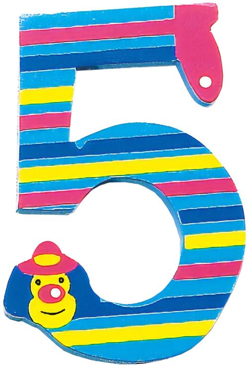 Small Foot chiffre 5 Bois de clowns 8 cm