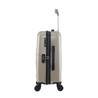 lpb valise cabine abs pc romane 4 roues 55 cm beige