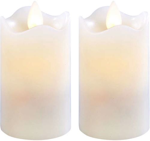 2 bougies à LED scintillante, cire véritable (7,5 cm)