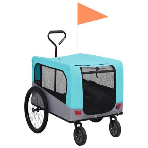 Vidaxl remorque de v&eacute;lo/poussette 2 en 1 pour chien bleu gris 14,05 kg