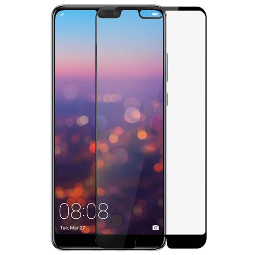 Film Huawei P20 Verre Trempé Biseauté Protection Antichocs Contour Noir