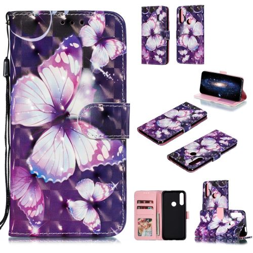 Etui en PU style d'impression spot de lumière décor papillons violets pour votre Huawei P Smart Z/Y9 Prime 2019