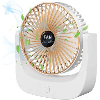 Ventilateur Ckeyin Mini ventilateur à main silencieux usb rechargeable  desktop fan ventilateur de poche pour voyage,bureau et maison（blanc）