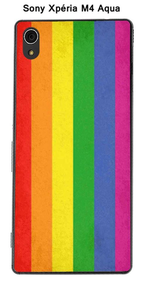 Coque Drapeau Arc en ciel vintage pour Sony Xpéria M4 Aqua
