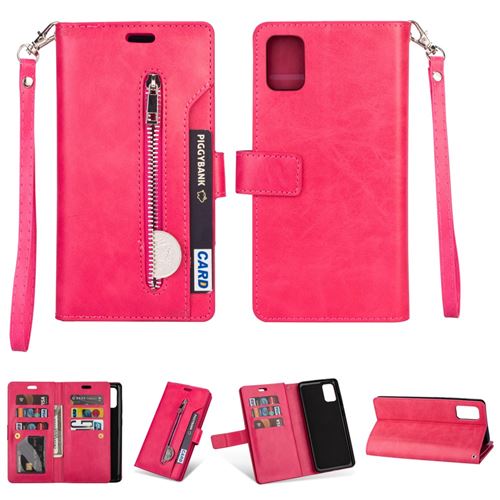 Etui en PU zippé rose pour votre Samsung Galaxy A41 (Global Version)