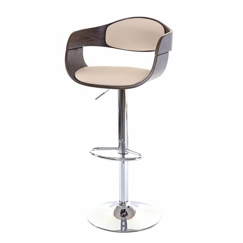 Tabouret de bar MENDLER HWC-A47 rétro gris similicuir crème