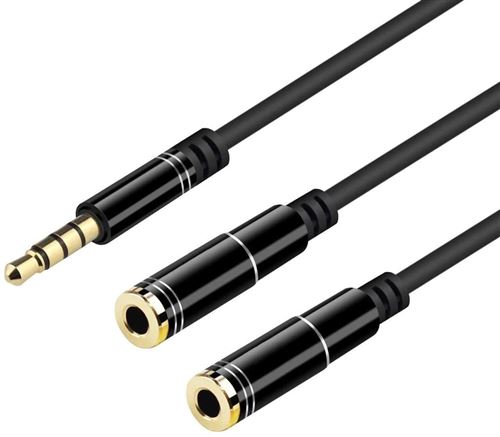 Cable Double Jack Splitter Audio Compatible pour Smartphone iPhone Ordinateur Casque Phonillico®