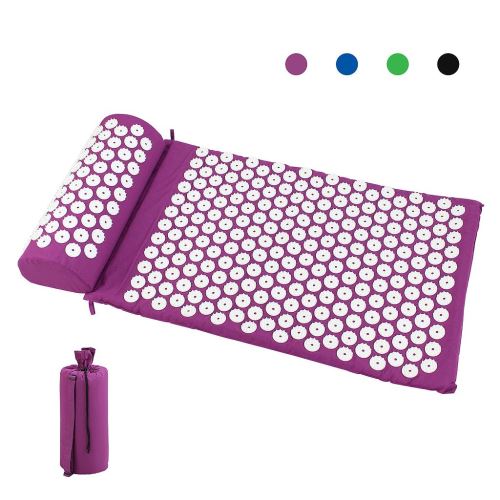 Todeco - Kit d'Acupression avec Tapis et Coussin, Matelas de Relaxation, Violet, avec sac et coussin, Standards/Certifications: ROHS
