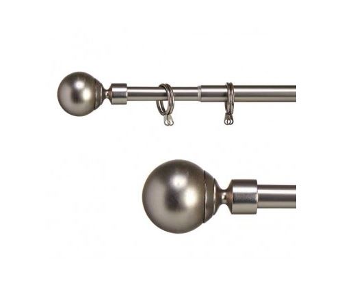Tringle à Rideaux Extensible Métal Chromé Boule - 120 à 210cm