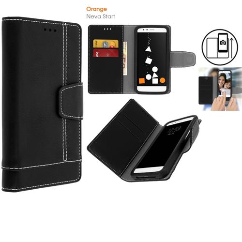 Etui Cuir Portefeuille pour Orange Neva Start , Etui universel 5 Pouces - Noir