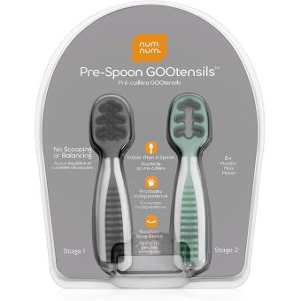Numnum Pack 2 Precuillere D Apprentissage Pour Bebe 6 Gris Vert Silicone Ideal Blw Lot De Couverts Achat Prix Fnac