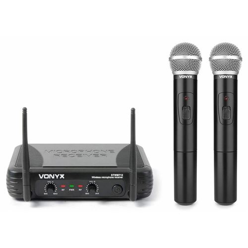 Vonyx STWM712 - Système micro sans fil VHF 2 canaux, idéal pour les événements professionnels, jusqu'à 50 mètres  - Skytec reconditionné disponible sur Fnac