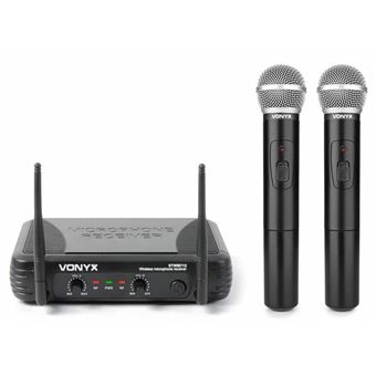 Vonyx STWM712 - Système micro sans fil VHF 2 canaux, idéal pour les événements professionnels, jusqu'à 50 mètres - 1